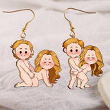 Funny Couple - gift for husband, wife, boyfriend, girlfriend - Personalized Wooden Earrings