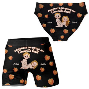 Congrats On Being My Favorite - Personalized Couple Women Briefs & Men Boxer Briefs