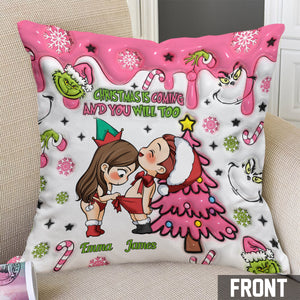 Christmas Is Coming - Personalized Couple Throw Pillow