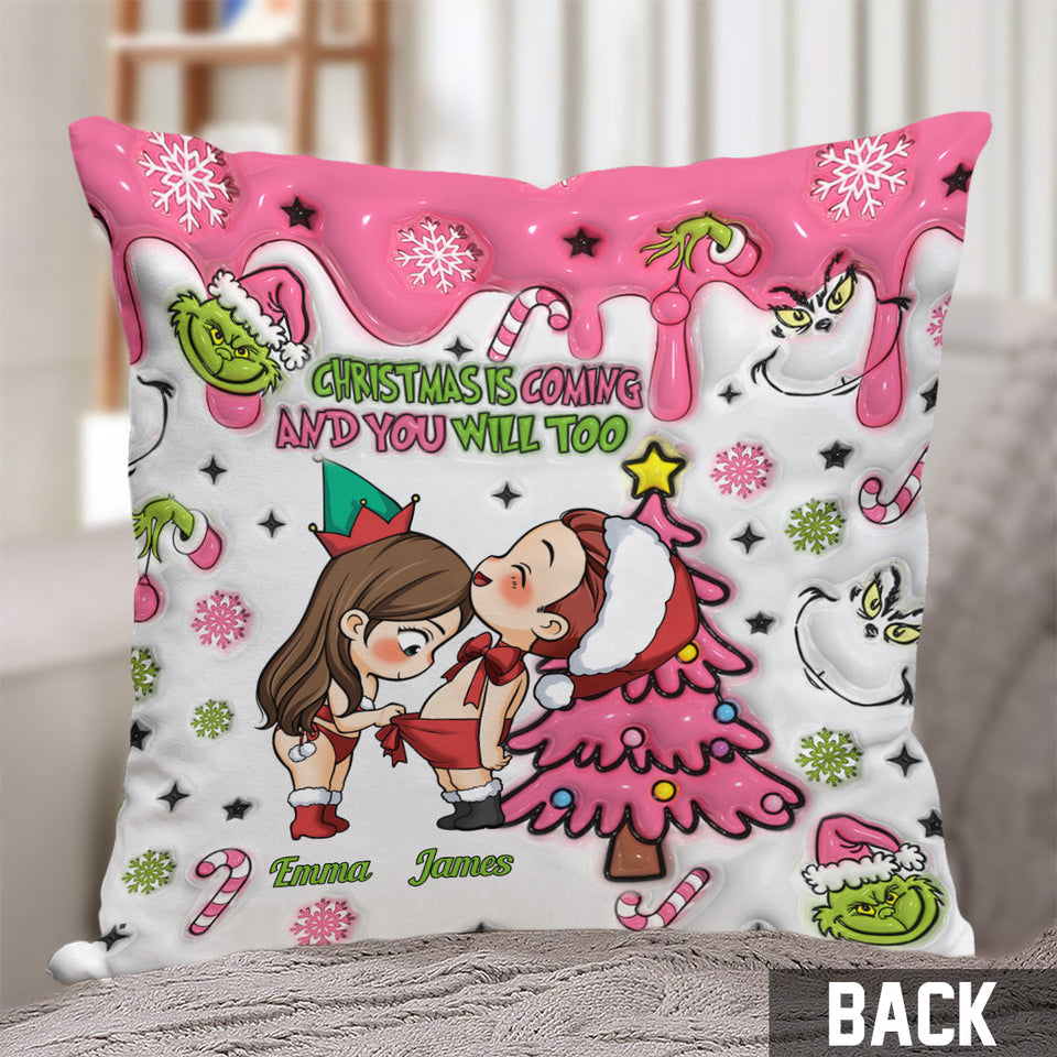 Christmas Is Coming - Personalized Couple Throw Pillow