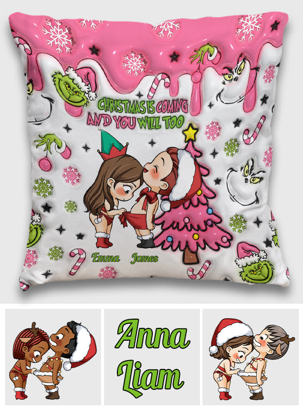 Christmas Is Coming - Personalized Couple Throw Pillow