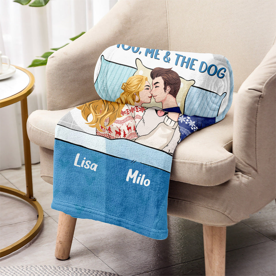 You Me And The Dog Cat - gift for dog lover, cat lover - Personalized Blanket