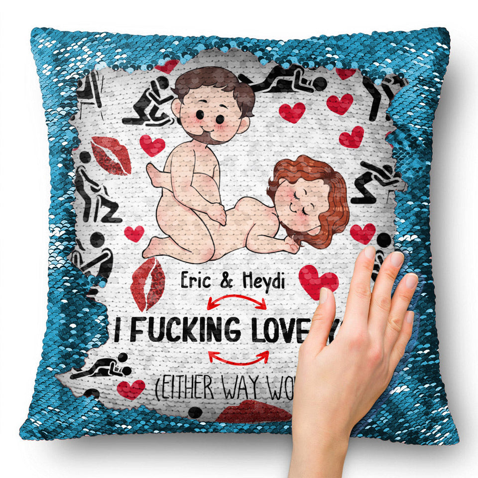 I Love You - Personalized Couple Sequin Pillow Cover