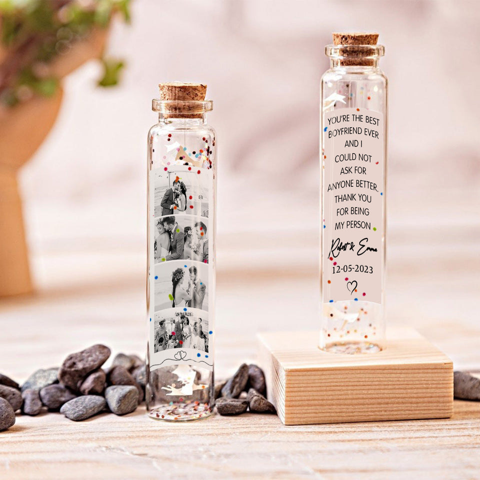 Any Photo And Message - Personalized Couple Mini Bottle Ornament