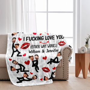 I Love You Funny Photo Inserted Couple - gift for husband, wife, boyfriend, girlfriend - Personalized Blanket