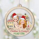 Christmas is Coming to Poundtown - Personalized Couple Layers Mix Ornament