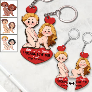 I Love You - Personalized 3 Layered & 1 Layered Couple Keychain