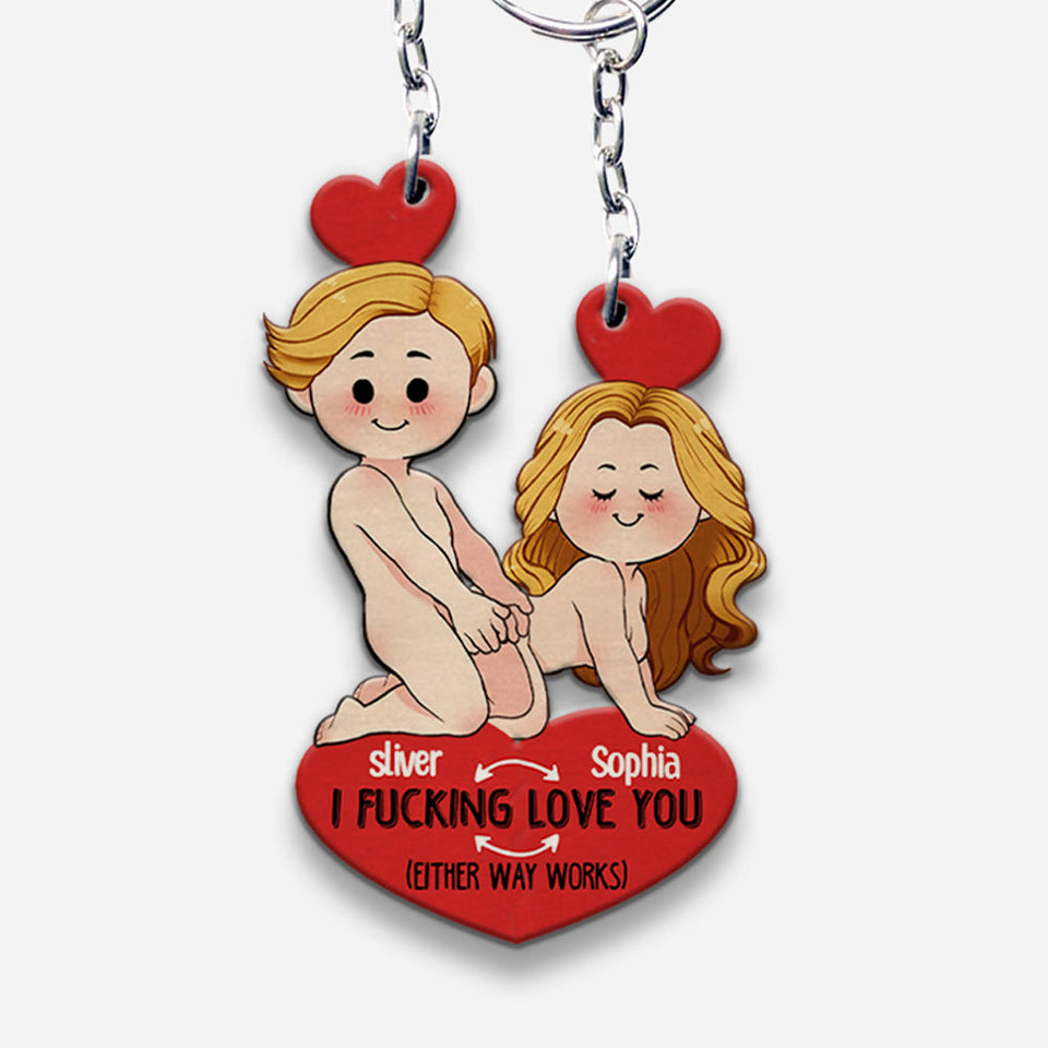 I Love You - Personalized 3 Layered & 1 Layered Couple Keychain