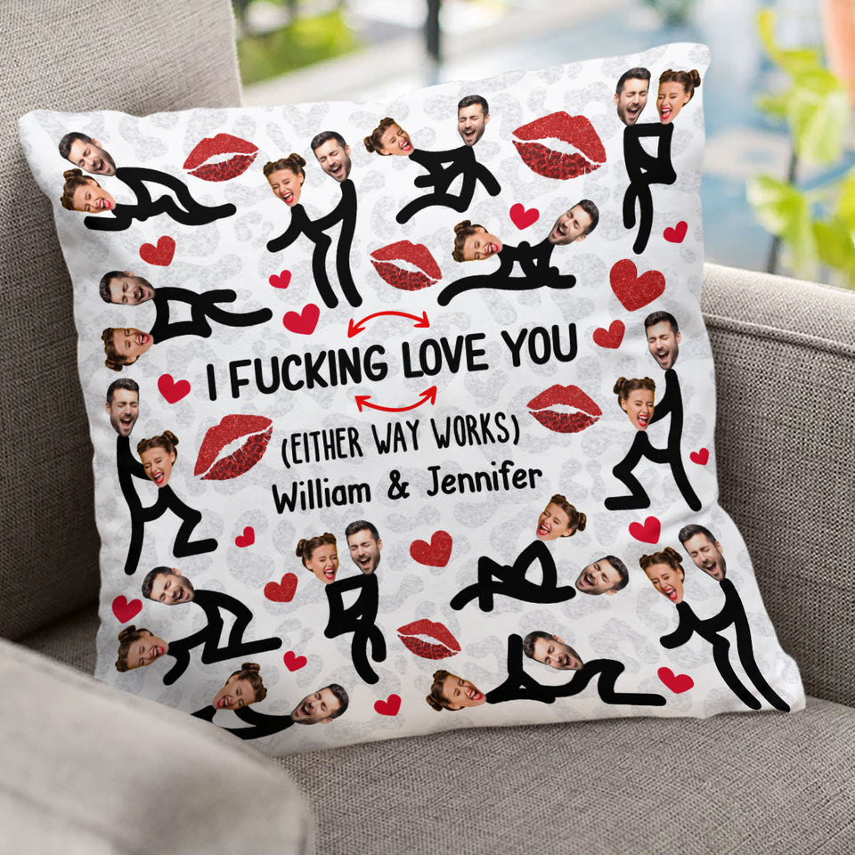 I Love You Funny Photo Inserted Couple - gift for husband, wife, boyfriend, girlfriend - Personalized Throw Pillow