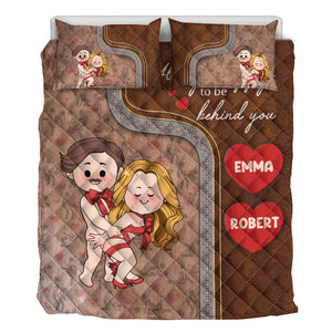 Always Happy To Be Behind You - Personalized Couple Quilt Set