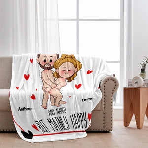 I Just Want You To Be Happy - Personalized Couple Blanket