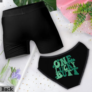 One Lucky Butt Lucky Clover Shamrock Naughty - Personalized Couple Lace Border Women Briefs And Men’s Boxer Briefs