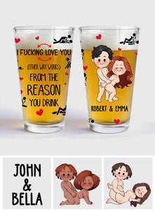 I Love You - Personalized Couple Beer Glass