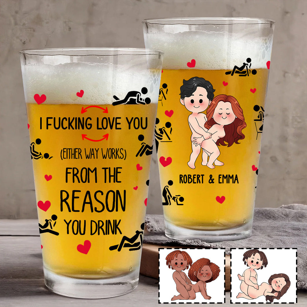 I Love You - Personalized Couple Beer Glass