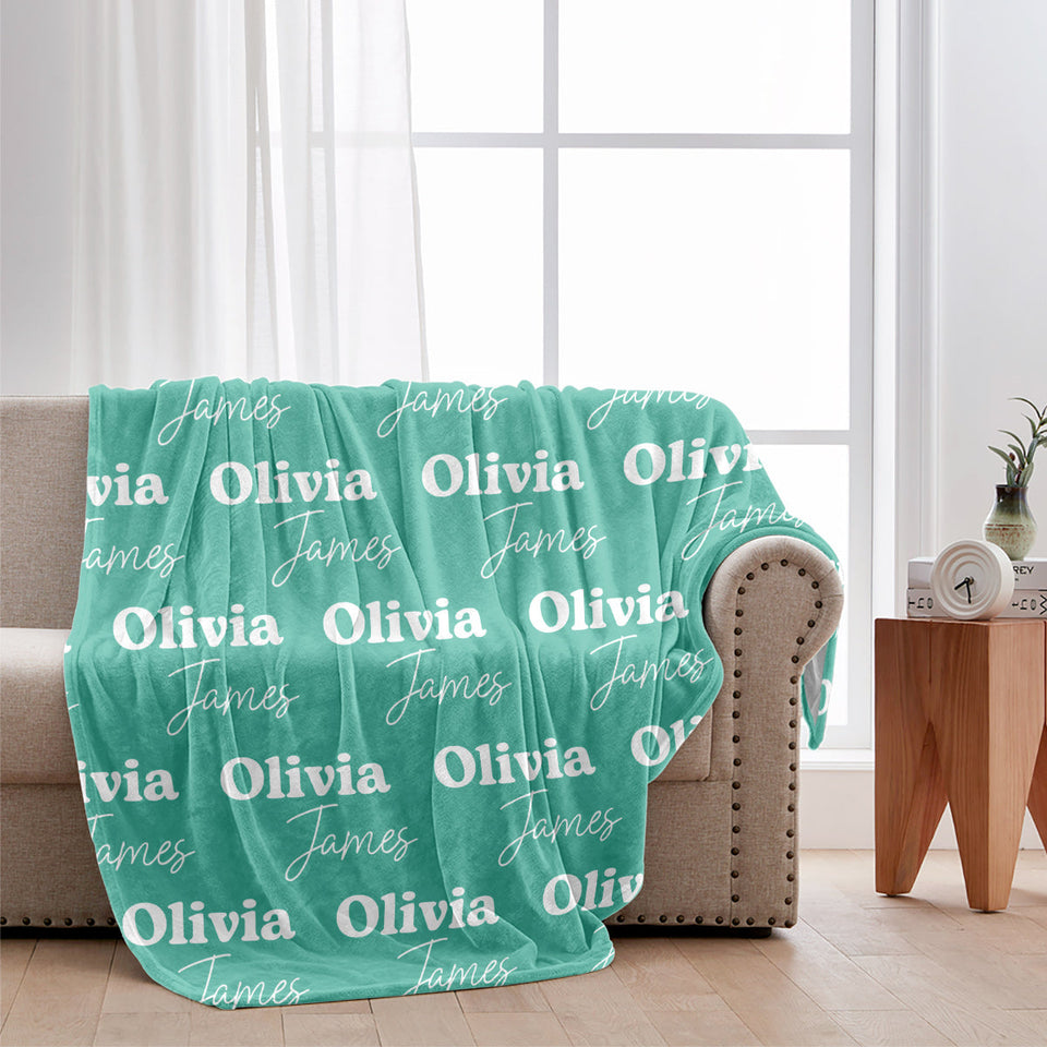 Custom Name Pattern - Personalized Couple Blanket