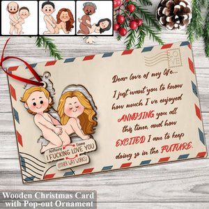 I Love You - gift for husband, wife, boyfriend, girlfriend - Personalized Wooden Card Pop Out Ornament