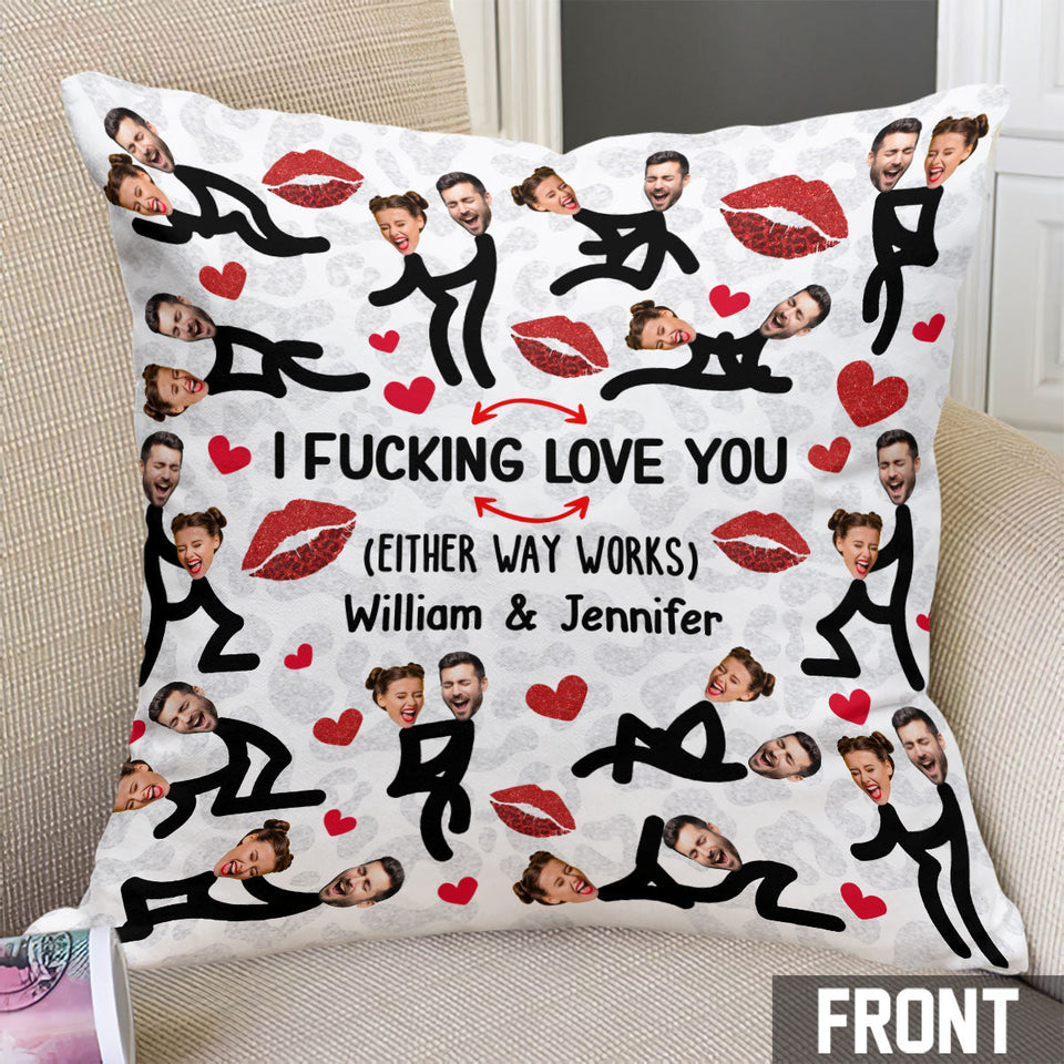 I Love You Funny Photo Inserted Couple - gift for husband, wife, boyfriend, girlfriend - Personalized Throw Pillow