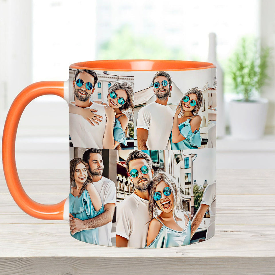 Cartoonize Photos Collage - gift for boyfriend, girlfriend, wife, husband - Personalized Accent Mug