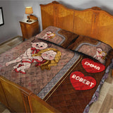 Always Happy To Be Behind You - Personalized Couple Quilt Set