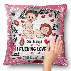 I Love You - Personalized Couple Sequin Pillow Cover