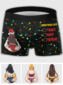 Christmas List You Rest Repeat - Personalized Couple Men’s Boxer Briefs