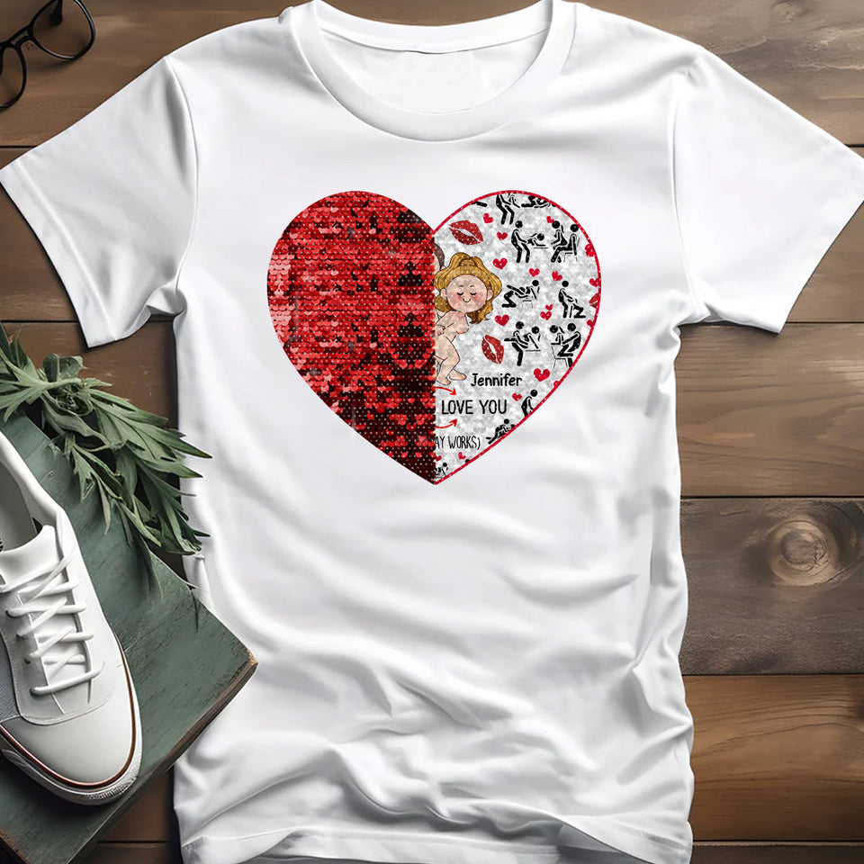 I Love You - gift for husband, wife, boyfriend, girlfriend - Personalized Sequin T-shirt