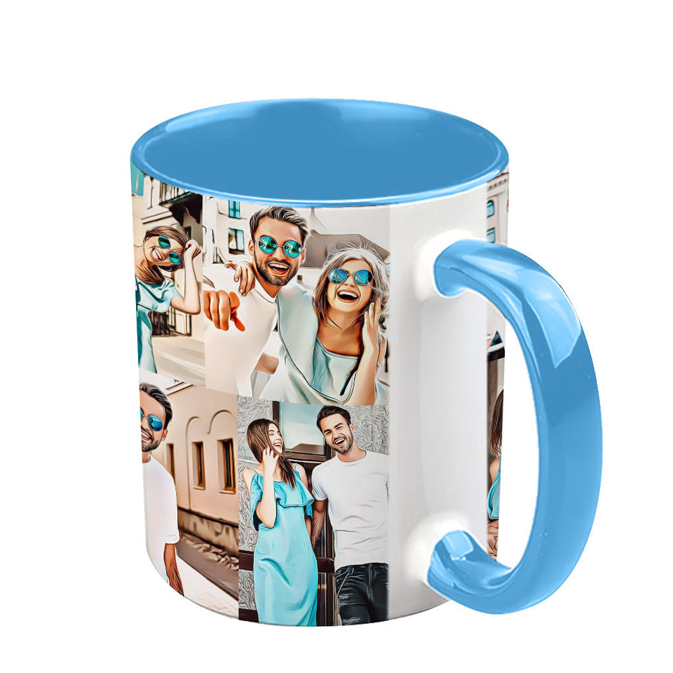 Cartoonize Photos Collage - gift for boyfriend, girlfriend, wife, husband - Personalized Accent Mug