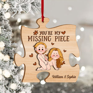 You Are My Missing Piece - gift for husband, wife, boyfriend, girlfriend - Personalized 2 Layered Piece Ornament