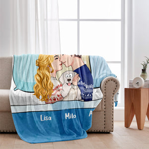 You Me And The Dog Cat - gift for dog lover, cat lover - Personalized Blanket