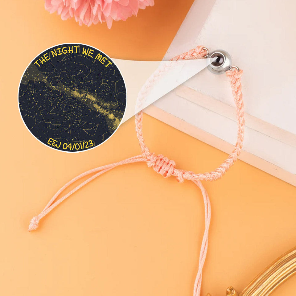 The Night We Met Custom Star Map - gift for boyfriend, husband, wife, girlfriend - Personalized Projection Bracelet