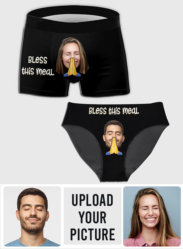 Bless This Meal - Personalized Couple Women Briefs & Men Boxer Briefs