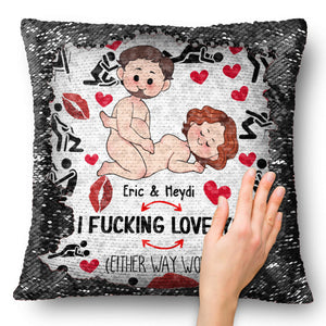 I Love You - Personalized Couple Sequin Pillow Cover