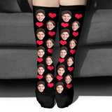 Custom Face Heart Pattern - Personalized Couple Socks