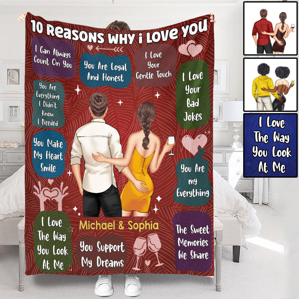 10 Reasons I Love You - Personalized Couple Blanket