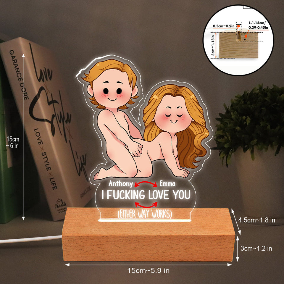 I Love You - Personalized Couple Shaped Plaque Light Base