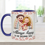 Always Happy To Be Behind You - Personalized Couple Accent Mug