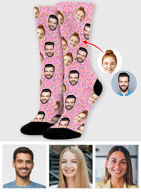 Custom Face Sweet Candy - Personalized Couple Socks