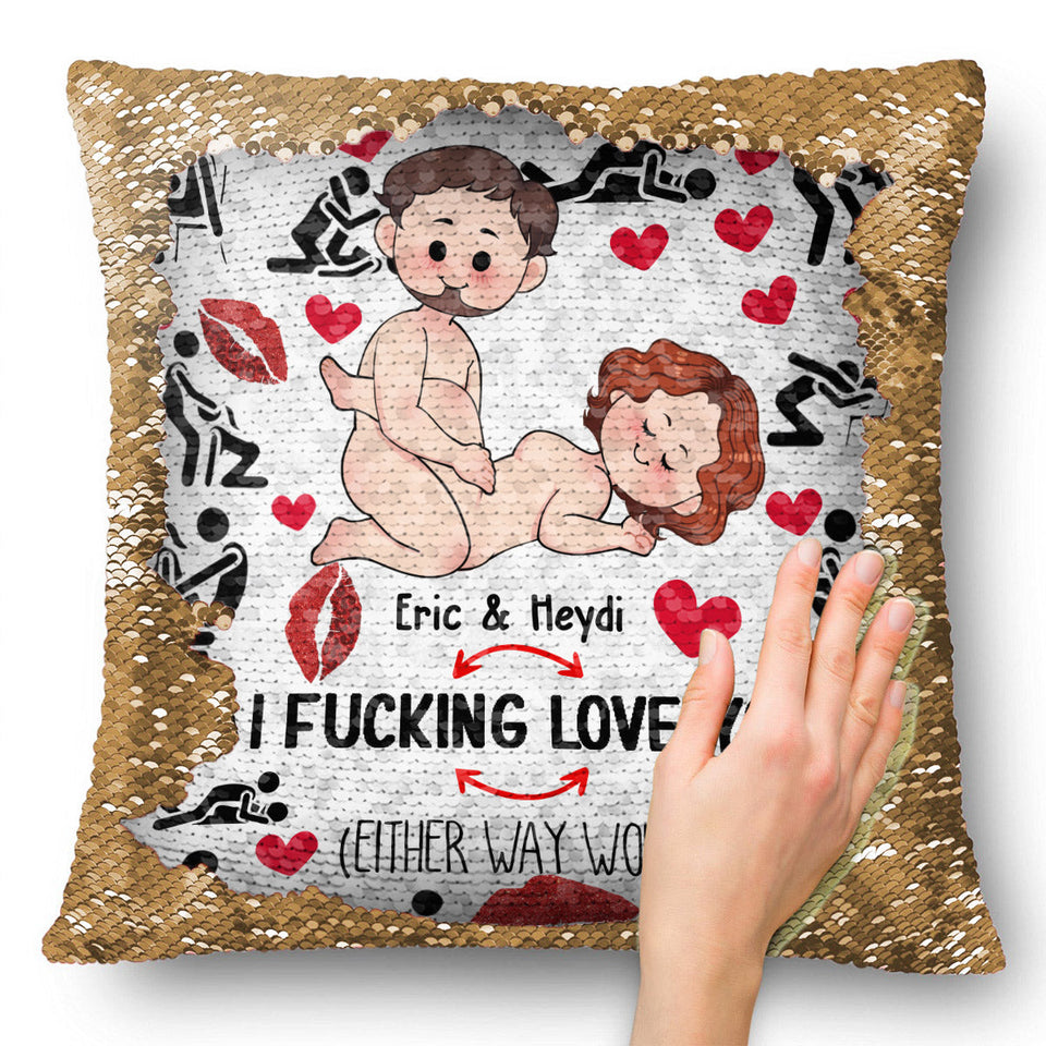 I Love You - Personalized Couple Sequin Pillow Cover