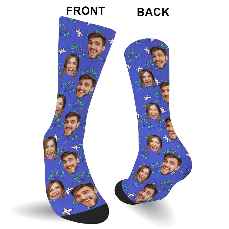 Custom Face Party Pattern - Personalized Couple Socks