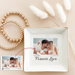 Ceramic Plate with Picture - Personalized Couple Jewelry Dish