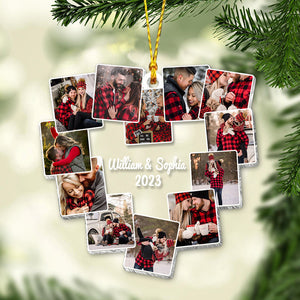 Photo Couple Heart - Personalized Couple Transparent Ornament