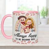 Always Happy To Be Behind You - Personalized Couple Accent Mug