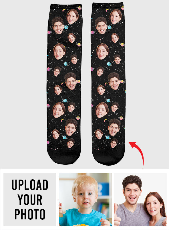 Custom Face Galaxy - Personalized Couple Socks