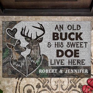 An Old Buck And His Sweet Doe - Personalized Hunting Doormat