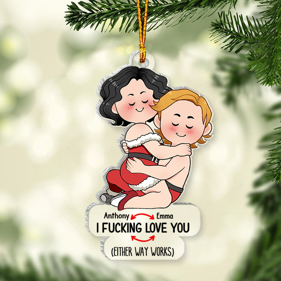 I Love You - gift for boyfriend, girlfriend, wife, husband - Personalized Transparent Ornament