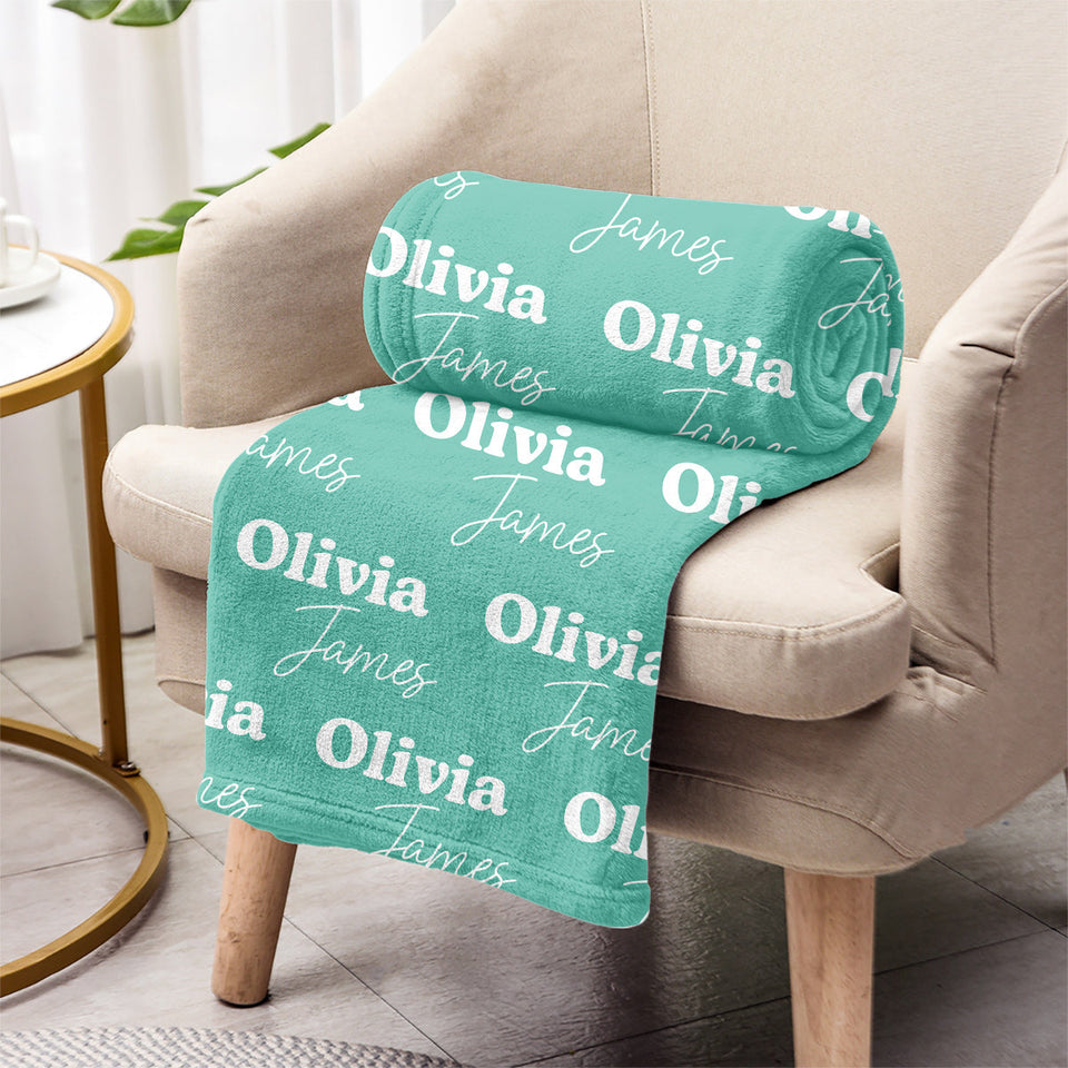 Custom Name Pattern - Personalized Couple Blanket