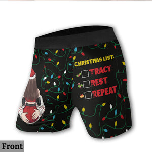 Christmas List You Rest Repeat - Personalized Couple Men’s Boxer Briefs