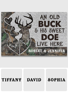 An Old Buck And His Sweet Doe - Personalized Hunting Doormat