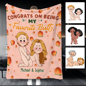 Congrats On Being My Favorite Butt - gift for husband, wife, boyfriend, girlfriend - Personalized Blanket