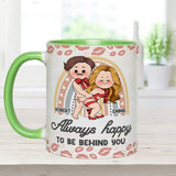 Always Happy To Be Behind You - Personalized Couple Accent Mug